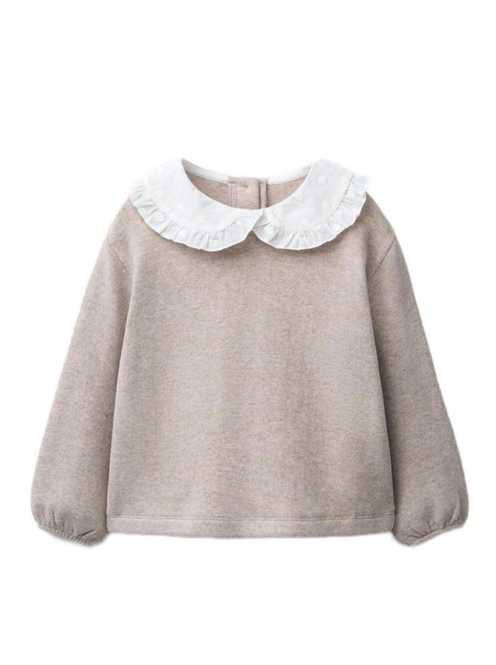 Zara Kids NWT Peter Pan Collar Ruffle Knit Sweater Top Embroidered Sand 5Y Fall